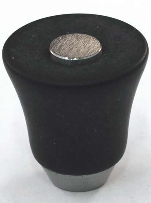 Cal Crystal, Athens, Polyester with Solid Brass 29mm Flared Knob, Black, shown in Satin Nickel
