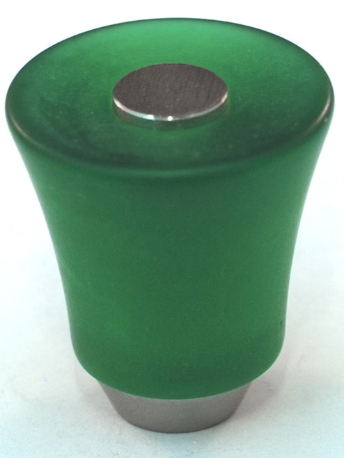 Cal Crystal, Athens, Polyester with Solid Brass 29mm Flared Knob, Green, shown in Satin Nickel