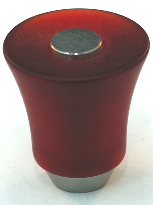 Cal Crystal, Athens, Polyester with Solid Brass 29mm Flared Knob, Red, shown in Satin Nickel