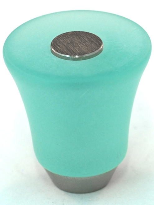 Cal Crystal, Athens, Polyester with Solid Brass 29mm Flared Knob, Turquoise, shown in Satin Nickel