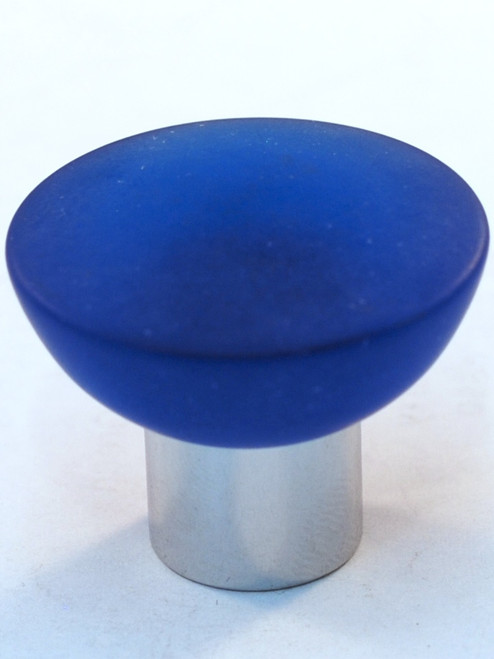 Cal Crystal, Athens, Polyester with Solid Brass Flat 33mm Knob, Blue, shown in Polished Chrome