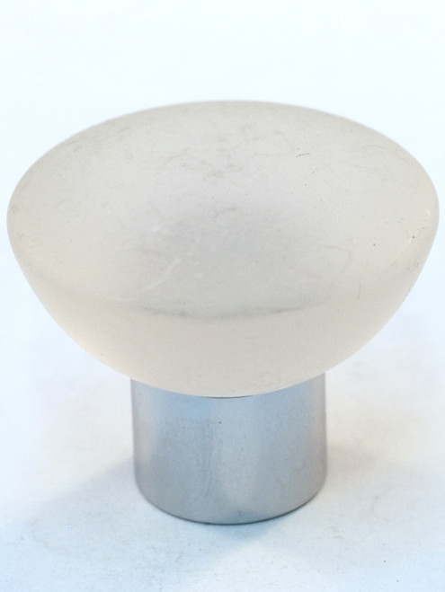 Cal Crystal, Athens, Polyester with Solid Brass Flat 33mm Knob, Clear, shown in Polished Chrome