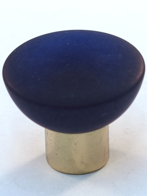 Cal Crystal, Athens, Polyester with Solid Brass Flat 33mm Knob, Cobalt Blue, shown in Polished Brass