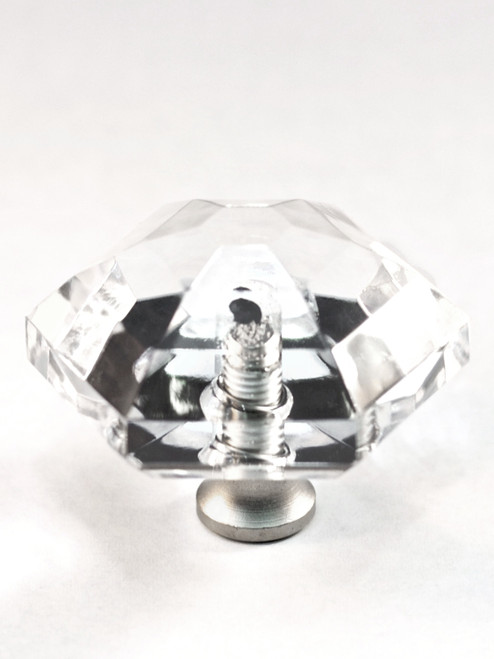 Cal Crystal, Crystal, 1 1/2" Hexagon Knob, Clear, shown in Satin Nickel