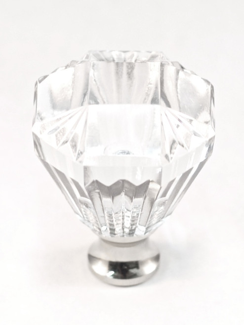 Cal Crystal, Crystal, 1 1/4" Tall Octagon Knob, Clear, shown in Polished Chrome