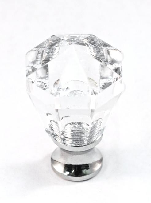 Cal Crystal, Crystal, 7/8" Round Globe Knob, Clear, shown in Polished Chrome