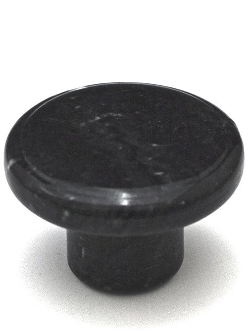 Cal Crystal, Marble, 1 1/4" Ringed Flat Top Knob, Black Marble