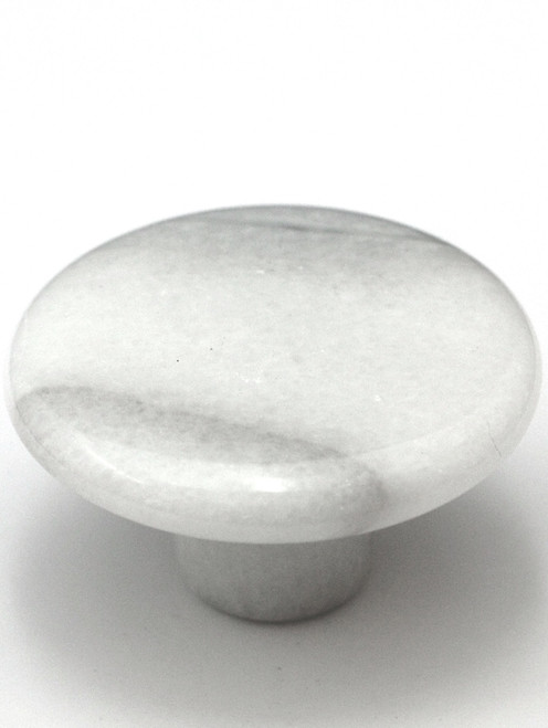 Cal Crystal, Marble, 1 3/4" Flat Top Knob, White Marble