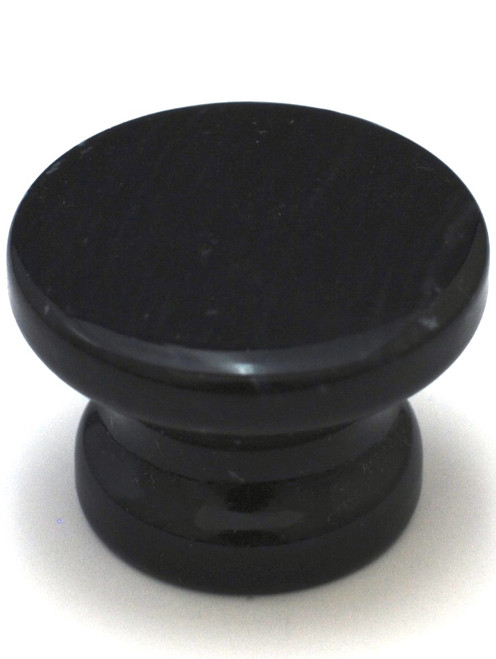 Cal Crystal, Marble, 1 3/8" Wide Bottom Flat Top Knob, Black Marble