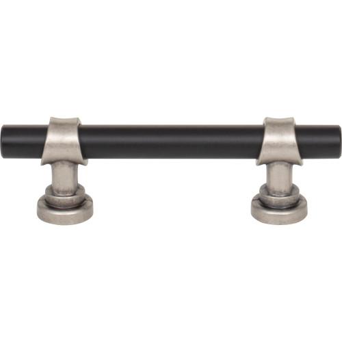 Top Knobs, Dakota, Bit, 3" Bar Pull, Flat Black and Pewter Antique