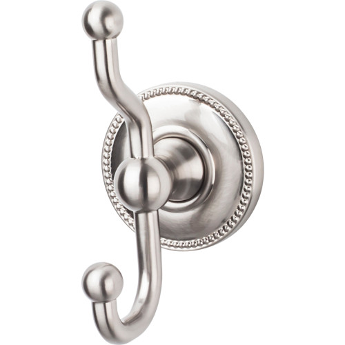 Top Knobs, Edwardian Bath, Double Hook Beaded Backplate, Brushed Satin Nickel