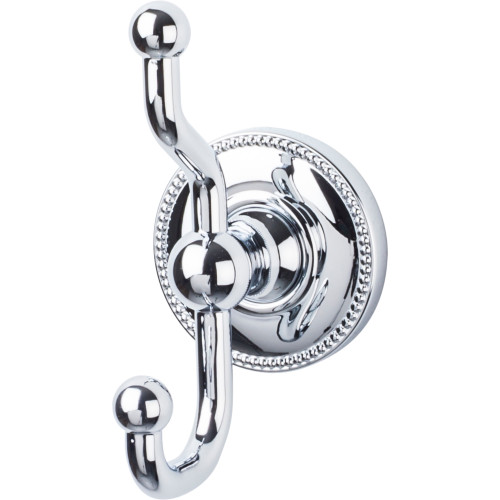 Top Knobs, Edwardian Bath, Double Hook Beaded Backplate, Polished Chrome