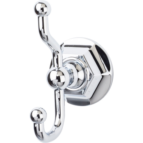 Top Knobs, Edwardian Bath, Double Hook Hex Backplate, Polished Chrome