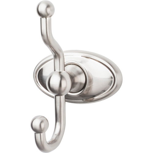 Top Knobs, Edwardian Bath, Double Hook Oval Backplate, Brushed Satin Nickel