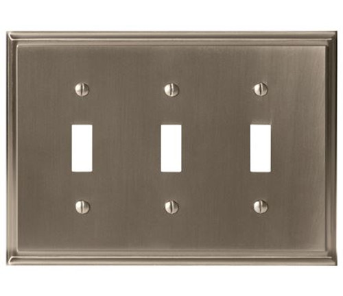 Amerock, Mulholland, 3 Toggle Wall Plate, Satin Nickel Amerock, Mulholland, 3 Toggle Wall Plate, Satin Nickel