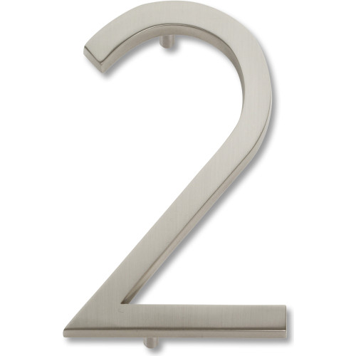 Atlas Homewares, Modern Avalon, Number 2, Small House Number, Brushed Nickel