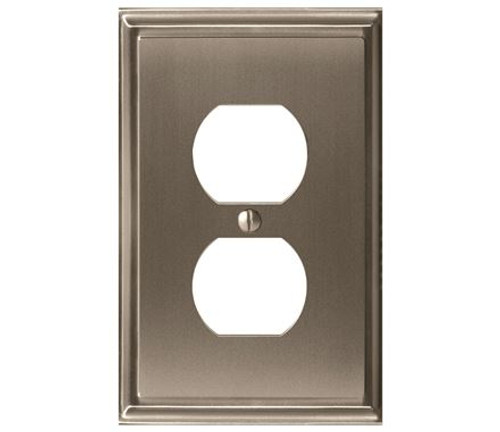 Amerock, Mulholland, 1 Receptacle Wall Plate, Satin Nickel