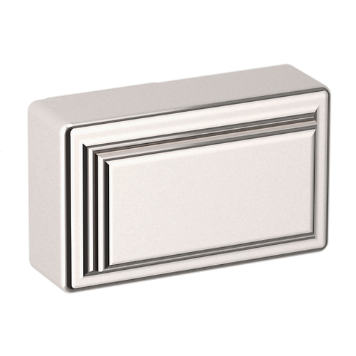 Baldwin, Raised, 1 1/2" Rectangle Knob, Polished Nickel