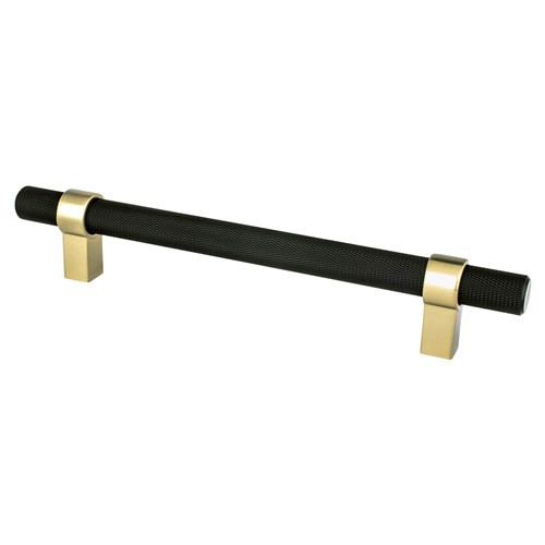 Berenson, Radial Reign, 6 5/16" (160mm) Bar Pull, Matte Black and Modern Brushed Gold