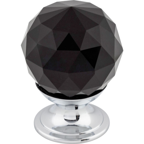 Top Knobs, Additions Crystal, 1 1/8" Round Knob, Black Crystal w/ Polished Chrome