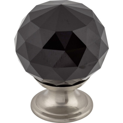 Top Knobs, Additions Crystal, 1 3/8" (35mm) Round Knob, Black Crystal w/ Brushed Satin Nickel