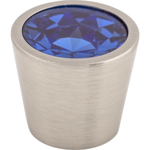 Top Knobs, Additions Crystal, 13/16" (21mm) Round Knob, Blue Crystal w/ Brushed Satin Nickel