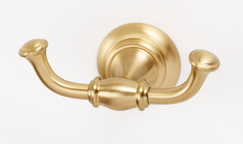 Alno, Charlie's Collection, Double Robe Hook, Satin Brass