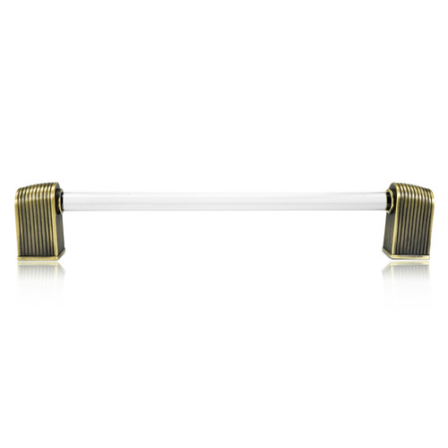 Edgar Berebi, Urban Metro, Oxford II, 8" Straight Appliance Pull, Clear with Burnish Brass