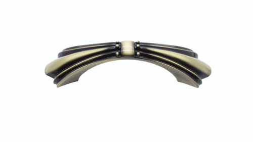 Buck Snort Lodge, Beaded Elegance, Dual Mount 3" and 3 3/4" (96mm) Curved Pull, Satin Brass