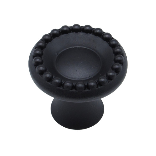 Buck Snort Lodge, Beaded Elegance, 1 1/4" Round Knob, Matte Black