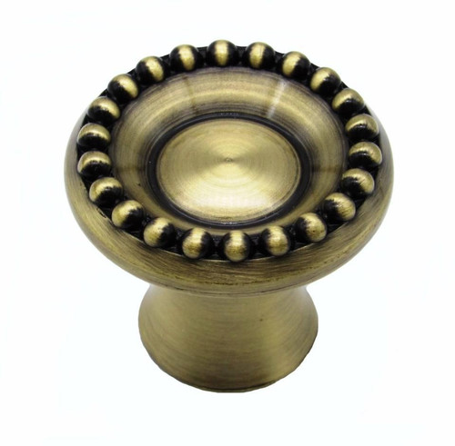 Buck Snort Lodge, Beaded Elegance, 1 1/4" Round Knob, Satin Brass