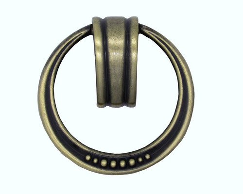 Buck Snort Lodge, Beaded Elegance, 1 15/16" Ring Pull, Satin Brass