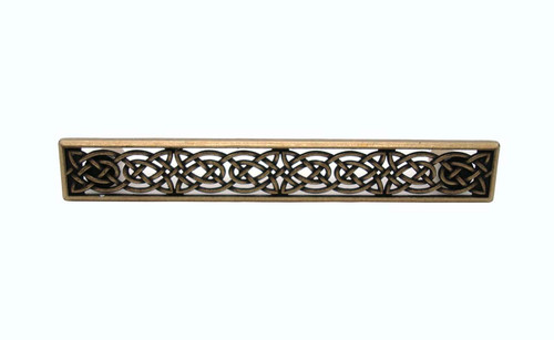 Buck Snort Lodge, Celtic, 5 1/8" Ornate Straight Pull, Brass Oxidized