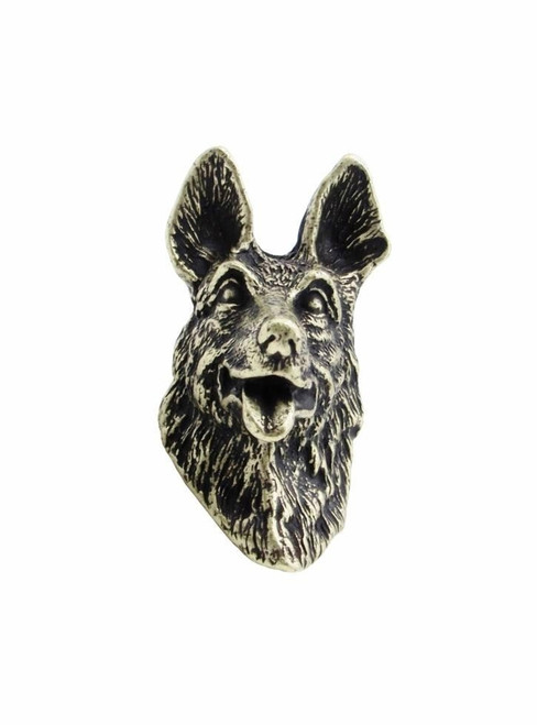 Buck Snort Lodge, Dogs, German Shepherd Knob, Brass Oxidized