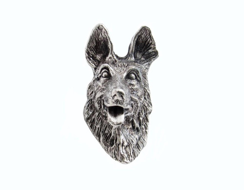 Buck Snort Lodge, Dogs, German Shepherd Knob, Pewter Oxidized