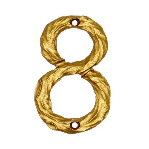 Buck Snort Lodge, House Numbers, 8, 4.25" Log House Number, Lux Gold