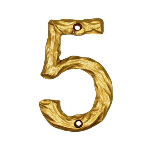 Buck Snort Lodge, House Numbers, 5, 4.38" Log House Number, Lux Gold