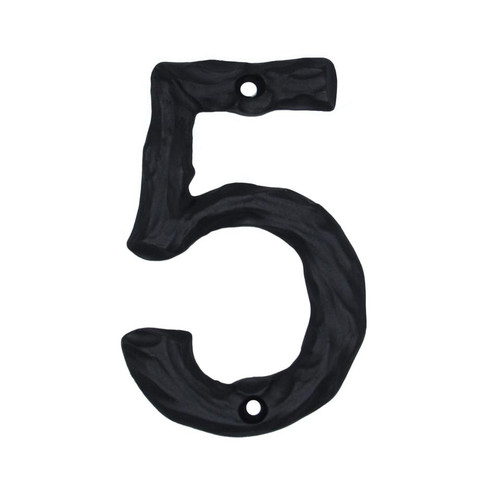 Buck Snort Lodge, House Numbers, 5, 4.38" Log House Number, Matte Black