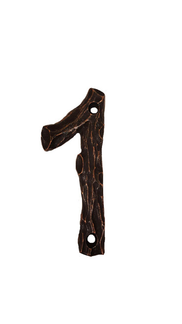 Buck Snort Lodge, House Numbers, 1, 4.25" Log House Number, Oil Rubbed Bronze