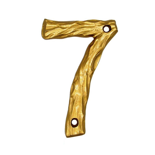 Buck Snort Lodge, House Numbers, 7, 4.5" Log House Number, Lux Gold