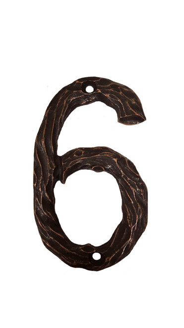 Buck Snort Lodge, House Numbers, 6, 4.25" Log House Number, Oil Rubbed Bronze