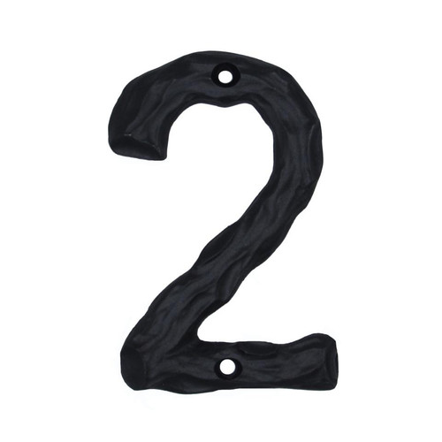 Buck Snort Lodge, House Numbers, 2, 4.38" Log House Number, Matte Black