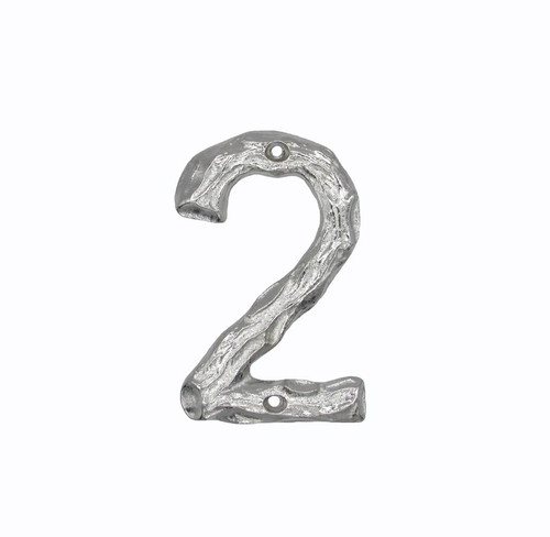 Buck Snort Lodge, House Numbers, 2, 4.38" Log House Number, Nickel