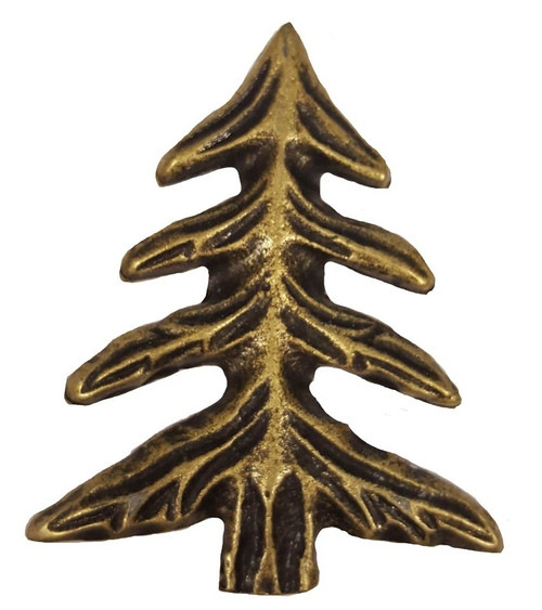 Buck Snort Lodge, Leaves and Trees, Pine Tree Knob, Brass Oxidized