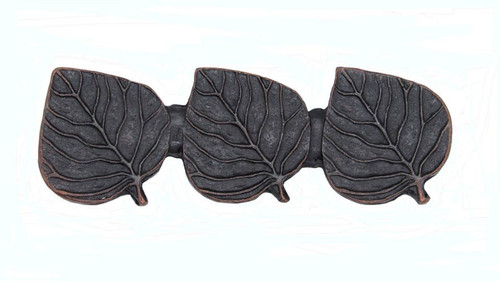 Buck Snort Lodge, Leaves and Trees, Triple Aspen Leaf Pull, Oil Rubbed Bronze