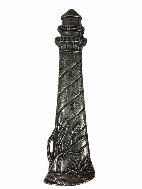 Buck Snort Lodge, Nautical, 2 15/16" Lighthouse Pull, Pewter Oxidized