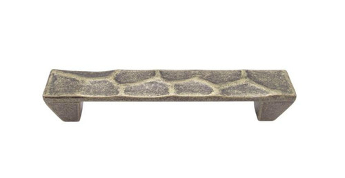 Buck Snort Lodge, Rustic and Lodge, 3 13/16" Small Hammered Pull, Brass Oxidized