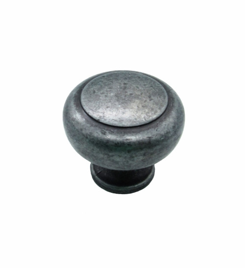 Buck Snort Lodge, Traditional and Modern, Large Smooth Raised Round Knob, Pewter Oxidized