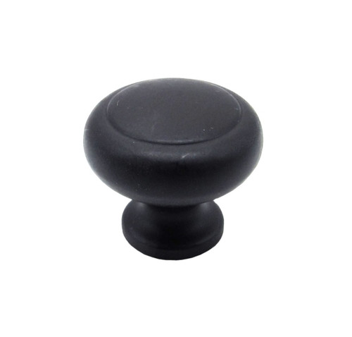 Buck Snort Lodge, Traditional and Modern, Small Smooth Raised Round Knob, Matte Black