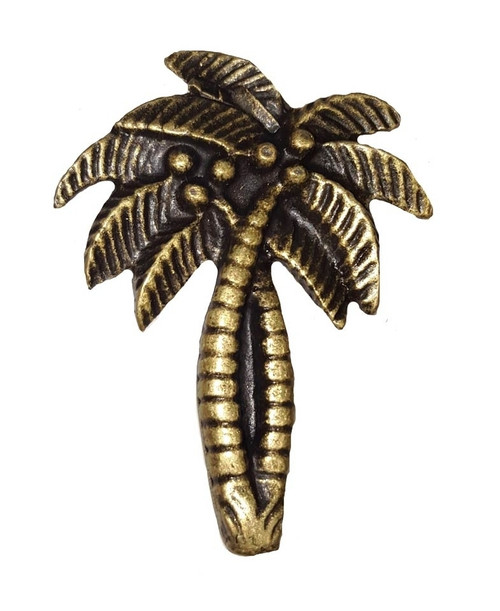 Buck Snort Lodge, Tropical and Coastal, Palm Tree Knob, Brass Oxidized